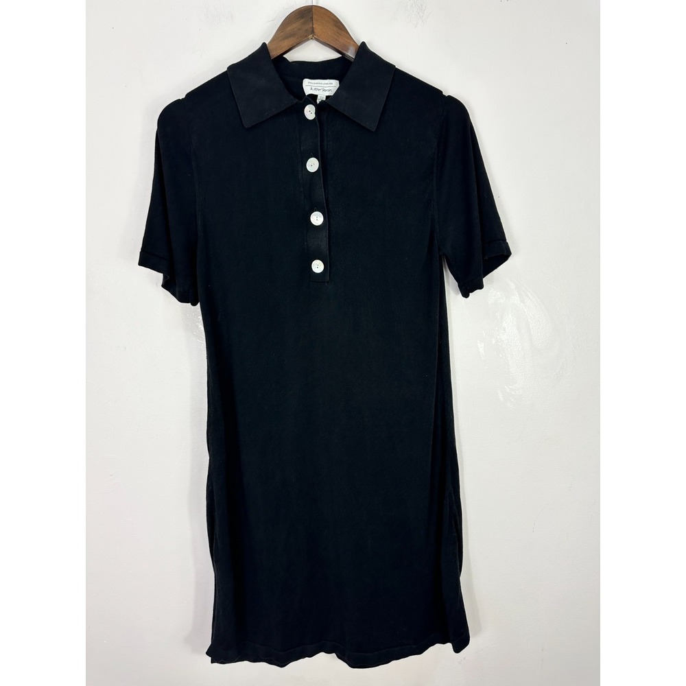 & Other Stories Polo Dress Women XS Black Knit Short Sleeve Mini Scandi Preppy